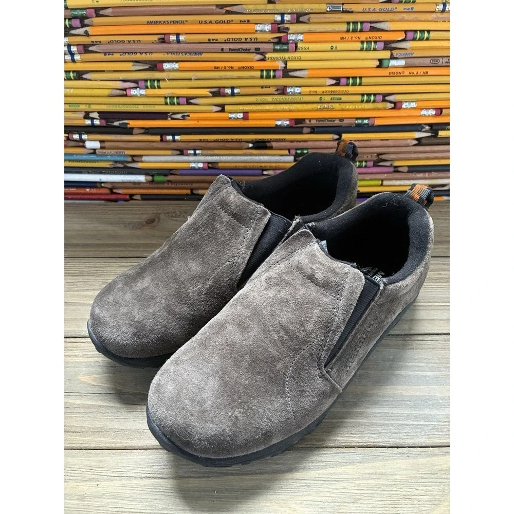 Merrell Gunsmoke Boys Shoes Brown Suede Slip On Outdoor Comfort 5